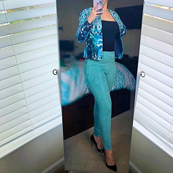 Forever 21 teal suede pants size M - Picture 9 of 9